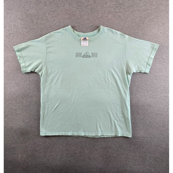 VTG‎ Adidas T Shirt Womens XL Mint Green Center Logo Tee Y2K Baggy Fit 90's - Picture 1 of 9